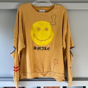 Lauren Moshi Happy Smile Face Embellished Sweatshirt M